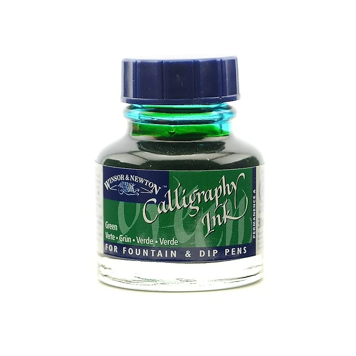 Winsor And Newton Calligraphy Ink, Green, 1oz, 3/Pack (36776-PK3) 3 Winsor And Newton Calligraphy Ink, Green, 1oz, 3/Pack (36776-PK3)