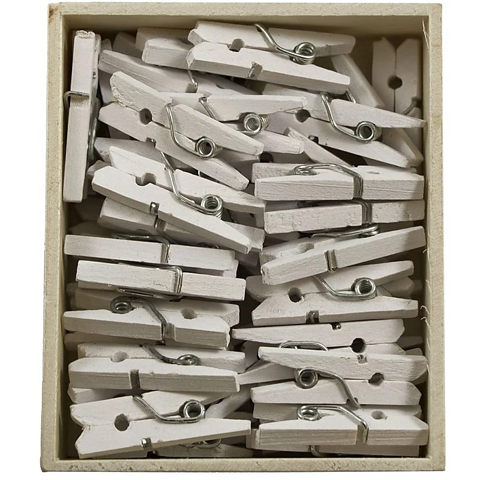 JAM Paper® Wood Clip Clothespins, Small 7/8 Inch, White Clothes Pins, 50/Pack (2230717360) 4 JAM Paper® Wood Clip Clothespins, Small 7/8 Inch, White Clothes Pins, 50/Pack (2230717360) - Image 2