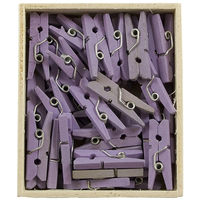 JAM Paper® Wood Clip Clothespins, Small 7/8 Inch, Lavender Purple Clothes Pins, 50/Pack (2230719107) 4 JAM Paper® Wood Clip Clothespins, Small 7/8 Inch, Lavender Purple Clothes Pins, 50/Pack (2230719107) - Image 2
