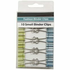 JAM Paper® Colorful Binder Clips, Small, 3/4 Inch (19mm), Green And Blue Design Binderclips, 10/Pack (336128839)