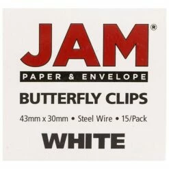 JAM Paper® Colorful Butterfly Paper Clips, White Paperclips, 15/Pack (332BYWH) 10 JAM Paper® Colorful Butterfly Paper Clips, White Paperclips, 15/Pack (332BYWH) -STAPLES Sales m003047773 sc7