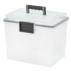 IRIS WeatherPro Portable File Box, Letter Size, Clear, 4/Pack (110350)