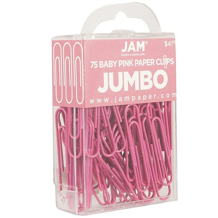 JAM Paper Jumbo Paper Clips, Pink, 75/Pack (42186873) 4 JAM Paper Jumbo Paper Clips, Pink, 75/Pack (42186873) - Image 2