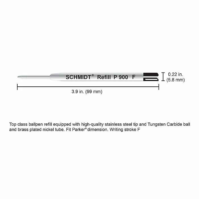 Schmidt P900 Ballpoint TC Ball Parker Style Refill, Fits Parker Ballpoint Pens, Fine, Black, 2 Pack (SC58139) 6 Schmidt P900 Ballpoint TC Ball Parker Style Refill, Fits Parker Ballpoint Pens, Fine, Black, 2 Pack (SC58139) - Image 4
