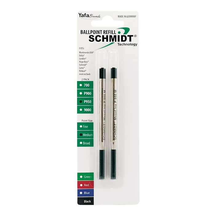 Schmidt P950 Megaline Pressurized Ballpoint Refill, Fits Parker Ballpoint Pens, Medium, Black, 2 Pack (SC58147) 3 Schmidt P950 Megaline Pressurized Ballpoint Refill, Fits Parker Ballpoint Pens, Medium, Black, 2 Pack (SC58147)
