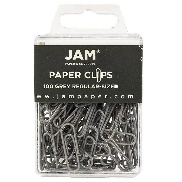JAM Paper Small Paper Clips, Grey, 100/Pack (21830626) 3 JAM Paper Small Paper Clips, Grey, 100/Pack (21830626)