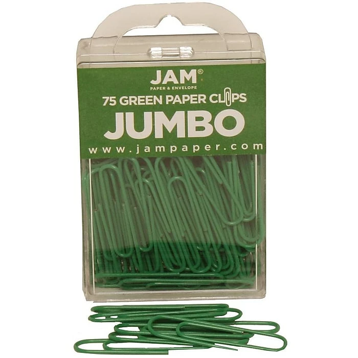 JAM Paper Jumbo Paper Clip, Green, 3 Packs Of 75(42186878B) 4 JAM Paper Jumbo Paper Clip, Green, 3 Packs Of 75(42186878B) - Image 2