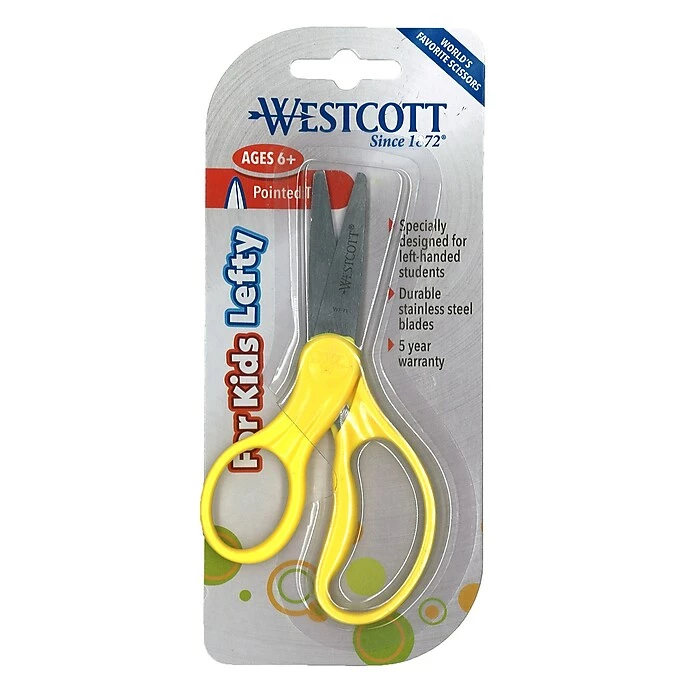 Westcott For Kids Lefty 5" Stainless Steel Kid's Scissors, Sharp Tip, Assorted Colors, 6/Bundle (ACM13178) 3 Westcott For Kids Lefty 5" Stainless Steel Kid's Scissors, Sharp Tip, Assorted Colors, 6/Bundle (ACM13178)