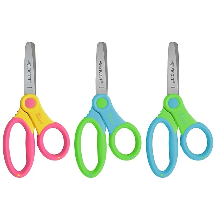 Westcott For Kids 5" Stainless Steel Kid's Scissors, Pointed Tip, Assorted Colors, 4/Bundle (ACM14596) 4 Westcott For Kids 5" Stainless Steel Kid's Scissors, Pointed Tip, Assorted Colors, 4/Bundle (ACM14596) - Image 2