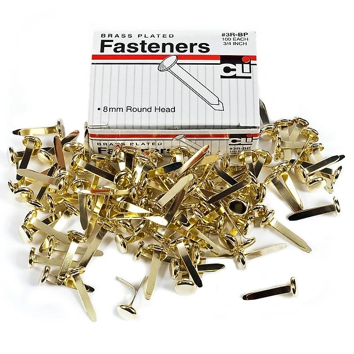 Charles Leonard Brass-Plated Paper Fasteners 3/4", Brass, 1800 Fasteners/Bundle (CHL3RBP) 3 Charles Leonard Brass-Plated Paper Fasteners 3/4", Brass, 1800 Fasteners/Bundle (CHL3RBP)