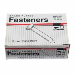 Charles Leonard Round Head Fasteners, Gold, 1 1/2", 100/Box (CHL6RBP)