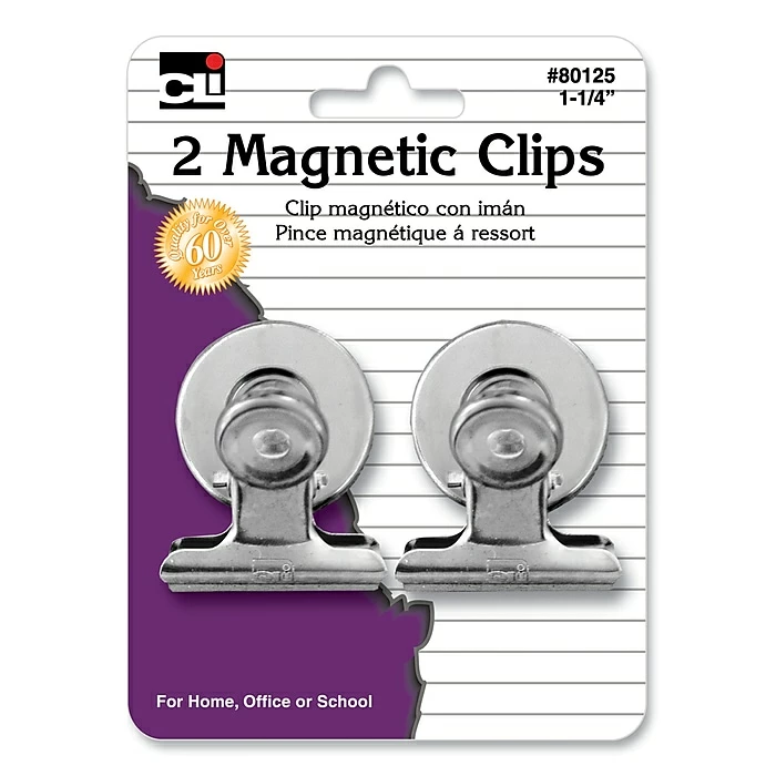 Charles Leonard Magnetic Spring Clips, 1-1/4", 12 Packs Of 2 (CHL80125) 3 Charles Leonard Magnetic Spring Clips, 1-1/4", 12 Packs Of 2 (CHL80125)