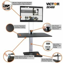 Victor Technology 28" W High Rise™ Electric Single Monitor Standing Desk, Laminate Wood (DC400) 9 Victor Technology 28" W High Rise™ Electric Single Monitor Standing Desk, Laminate Wood (DC400) -STAPLES Sales m007201956 sc7