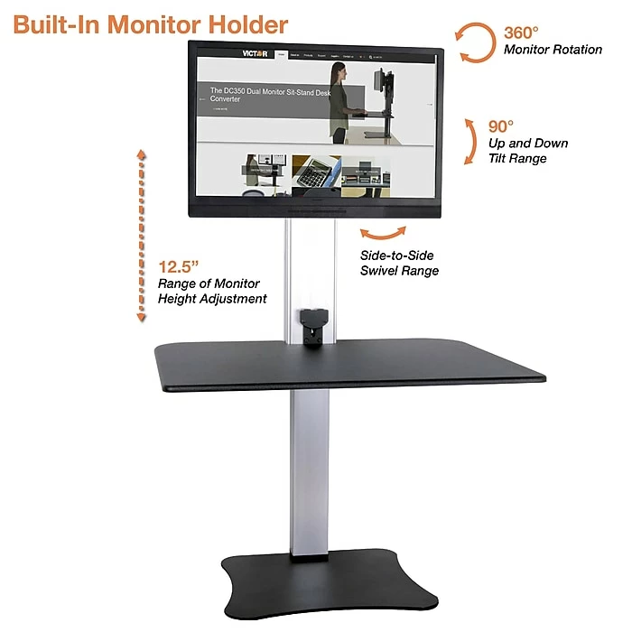 Victor Technology 28" W High Rise™ Electric Single Monitor Standing Desk, Laminate Wood (DC400) 6 Victor Technology 28" W High Rise™ Electric Single Monitor Standing Desk, Laminate Wood (DC400) - Image 4