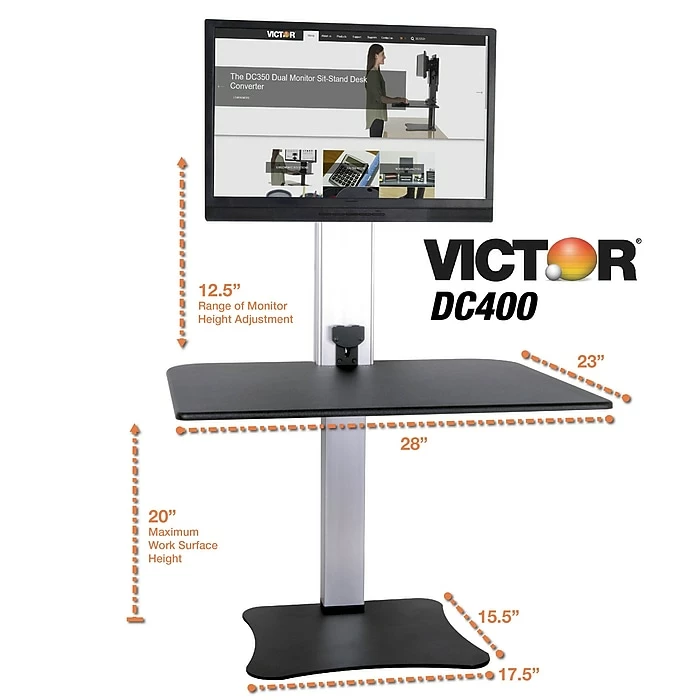 Victor Technology 28" W High Rise™ Electric Single Monitor Standing Desk, Laminate Wood (DC400) 7 Victor Technology 28" W High Rise™ Electric Single Monitor Standing Desk, Laminate Wood (DC400) - Image 5