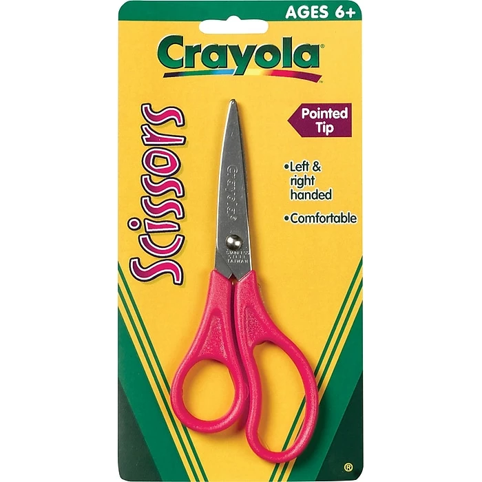 Crayola Stainless Steel Kid's Scissors, Pointed Tip, 5-3/8" (69-3010) 3 Crayola Stainless Steel Kid's Scissors, Pointed Tip, 5-3/8" (69-3010)