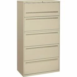 HON Brigade 700 Series 5-Drawer Lateral File Cabinet, Locking, Letter/Legal, Putty, 36" (HON-785LL)