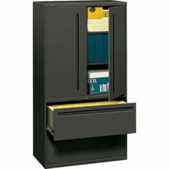 HON® 700 Series 2 Drawer Lateral File Cabinet W/Roll-Out & Posting Shelves, Charcoal, Letter/Legal, 36"W (HON785LSS)