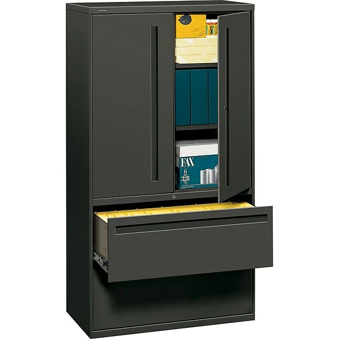 HON® 700 Series 2 Drawer Lateral File Cabinet W/Roll-Out & Posting Shelves, Charcoal, Letter/Legal, 36"W (HON785LSS) 3 HON® 700 Series 2 Drawer Lateral File Cabinet W/Roll-Out & Posting Shelves, Charcoal, Letter/Legal, 36"W (HON785LSS)