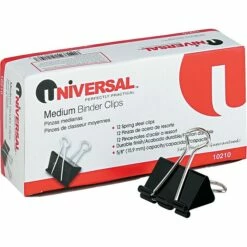 Universal 5/8" Capacity Binder Clips, 1 1/4" Width, Dozen (UNV10210)
