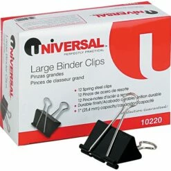 Universal 1" Capacity Binder Clips, 2" Width, 12 Clips/Bx