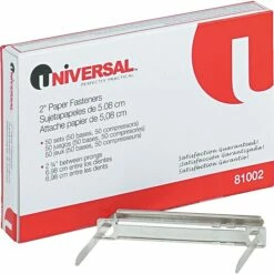 Universal 2-Piece Paper Fasteners, 2 3/4" Center-to-Center, 2" Capacity, 50/Bx
