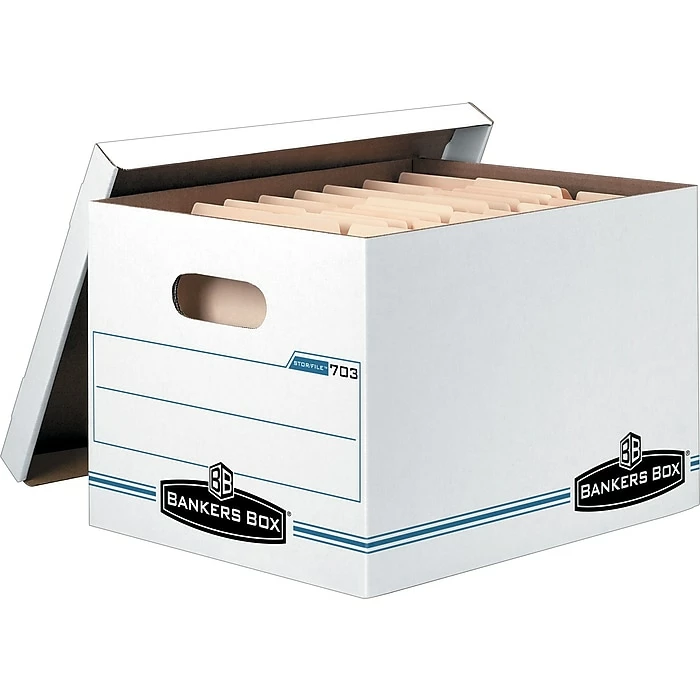 Bankers Box Stor/File™ Corrugated File Storage Boxes, Lift-Off Lid, Letter/Legal Size, White/Blue, 4/Carton (0070308) 5 Bankers Box Stor/File™ Corrugated File Storage Boxes, Lift-Off Lid, Letter/Legal Size, White/Blue, 4/Carton (0070308) - Image 3