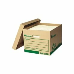 Universal Recycled Record Storage Boxes, Letter/Legal, Kraft, Stacking Strength 510 Lbs., 10"H X 12"W X 15"D, 12/Ct