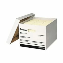 Universal Extra-Strength Storage Box, Letter/Legal Size, White, Stacking Strength 1,500 Lbs., 12/Ct