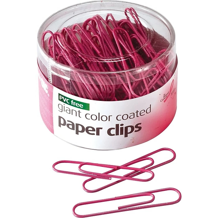 Officemate Breast Cancer Awareness Pink Paper Clips, Jumbo, 80/Tub 3 Officemate Breast Cancer Awareness Pink Paper Clips, Jumbo, 80/Tub