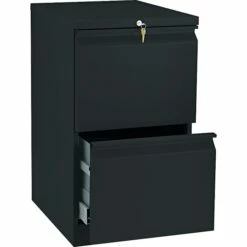 HON Brigade™ Series Vertical Mobile File Cabinet With "R" Pull, Letter, 2-Drawer, Black, 20"D