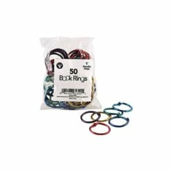Hygloss Book Ring Pack, 1" Capacity, Assorted Colors, 50/Pack (HYG61351)