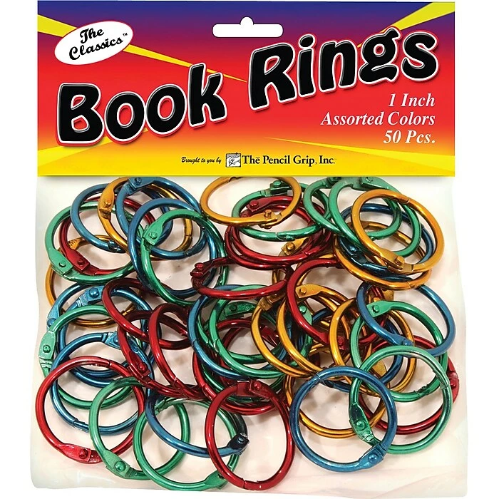 Pencil Grip Book Rings, Medium Capacity, Assorted Colors, 3/Bundle (TPG189) 3 Pencil Grip Book Rings, Medium Capacity, Assorted Colors, 3/Bundle (TPG189)