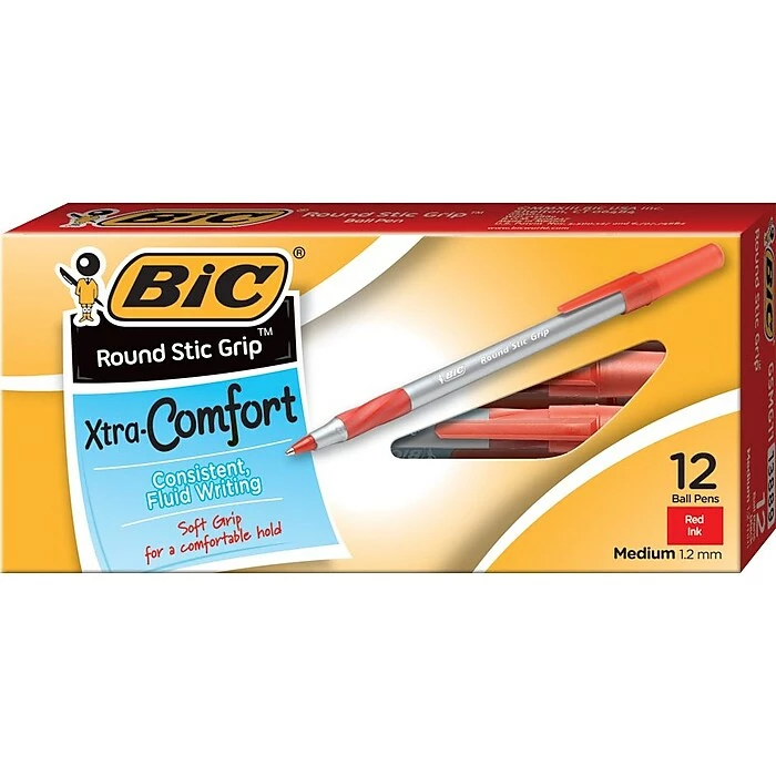 BIC Round Stic Xtra Comfort Ballpoint Pens, Medium Point, Red Ink, 432/Carton (GSMG11REDCT) 5 BIC Round Stic Xtra Comfort Ballpoint Pens, Medium Point, Red Ink, 432/Carton (GSMG11REDCT) - Image 3