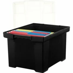 Storex Storage Plastic File Tote With Comfort Grips, Letter/Legal Size, Black/Clear (61528U01C) 9 Storex Storage Plastic File Tote With Comfort Grips, Letter/Legal Size, Black/Clear (61528U01C) -STAPLES Sales s0870701 sc7