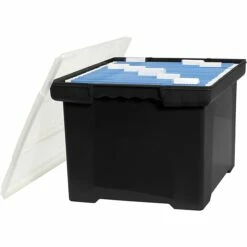 Storex Storage Plastic File Tote With Comfort Grips, Letter/Legal Size, Black/Clear (61528U01C) 10 Storex Storage Plastic File Tote With Comfort Grips, Letter/Legal Size, Black/Clear (61528U01C) -STAPLES Sales s0870702 sc7