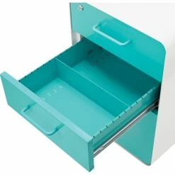 Stow 3-Drawer File Cabinet, White + Aqua 6 Stow 3-Drawer File Cabinet, White + Aqua -STAPLES Sales s0895677 sc7