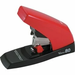MAX Vaimo 80 Heavy-Duty Flat-Clinch Stapler, 80-Sheet Capacity, Red/brown