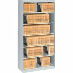 Tennsco Open Fixed Shelf Lateral File, Light Gray, 6-Shelf, 75 1/4"H