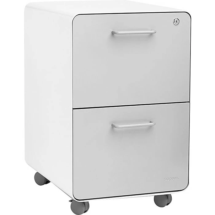 Poppin White + Light Gray Stow File Cabinet With Casters, 2-Drawer, Letter/Legal Size 3 Poppin White + Light Gray Stow File Cabinet With Casters, 2-Drawer, Letter/Legal Size