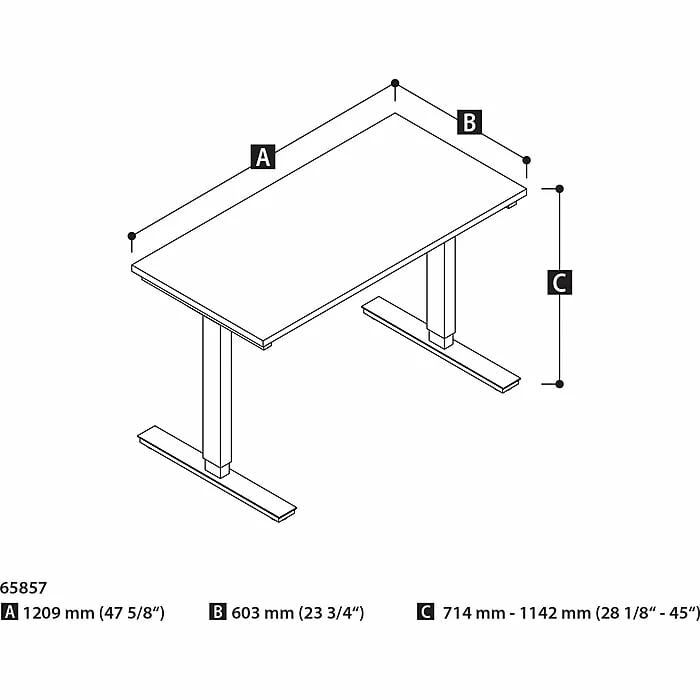 Bestar® 48"W Electric Height Adjustable Table, Chocolate (65857-69) 5 Bestar® 48"W Electric Height Adjustable Table, Chocolate (65857-69) - Image 3