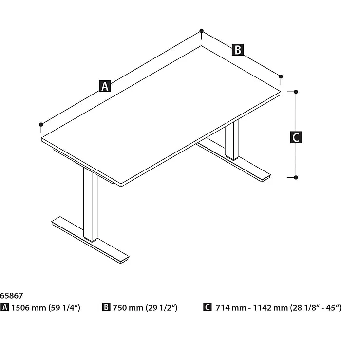 Bestar® 48"W Electric Height Adjustable Table, White (65857-17) 8 Bestar® 48"W Electric Height Adjustable Table, White (65857-17) - Image 6