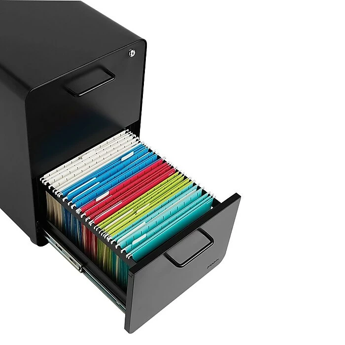 Poppin Two Drawer Stow All Black File Cabinet 4 Poppin Two Drawer Stow All Black File Cabinet - Image 2
