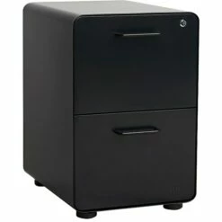 Poppin Two Drawer Stow All Black File Cabinet