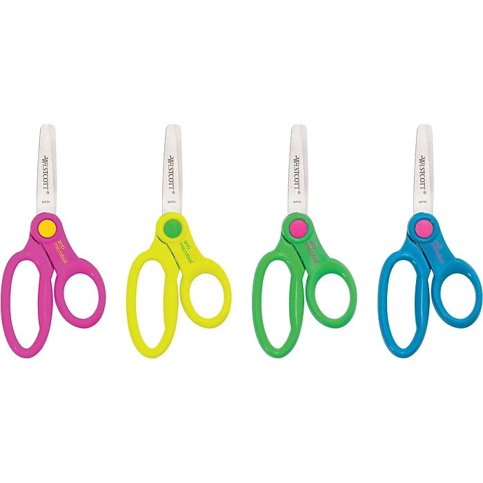 Westcott 5" Stainless Steel Kid's Scissors, Blunt Tip, Assorted Colors (14606) 3 Westcott 5" Stainless Steel Kid's Scissors, Blunt Tip, Assorted Colors (14606)