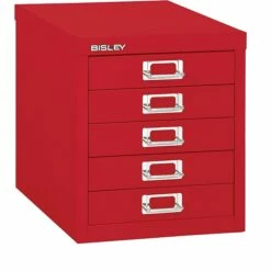 Bisley Five Drawer Steel Multidrawer, Red, Letter/A4 (MD5-RD)