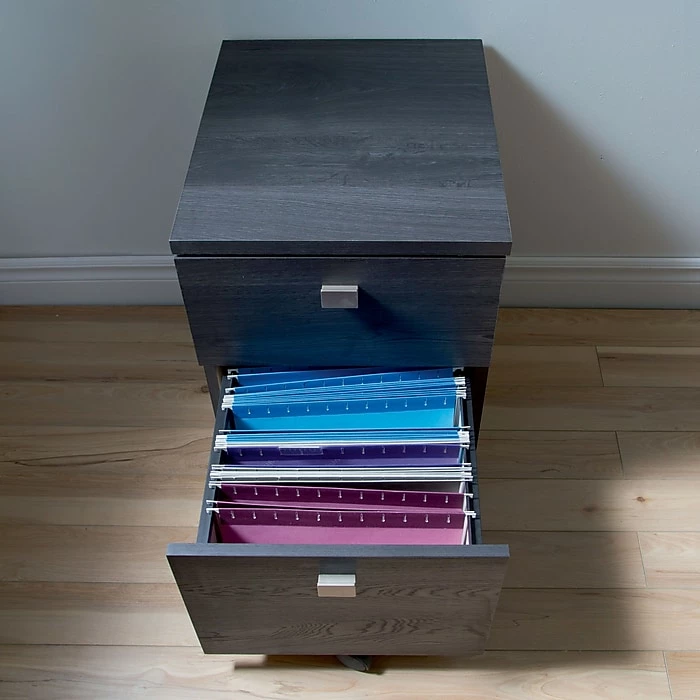 Interface 2-Drawer Mobile File Cabinet, Gray Oak 6 Interface 2-Drawer Mobile File Cabinet, Gray Oak - Image 4