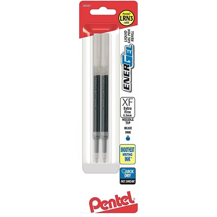 Pentel, EnerGel Refills, 0.3mm Needle Tip, Blue, 2-PK (LRN3BP2C) 3 Pentel, EnerGel Refills, 0.3mm Needle Tip, Blue, 2-PK (LRN3BP2C)