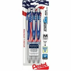 Pentel EnerGel RTX Gel Pen, Medium Tip, Black Ink, 3/Pack (BL77USABP3A)