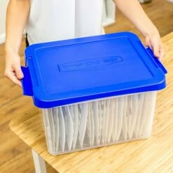 Bankers Box Heavy-Duty Plastic File Box, Letter/Legal Size, Blue/Clear (0086201) -STAPLES Sales s1111459 sc7